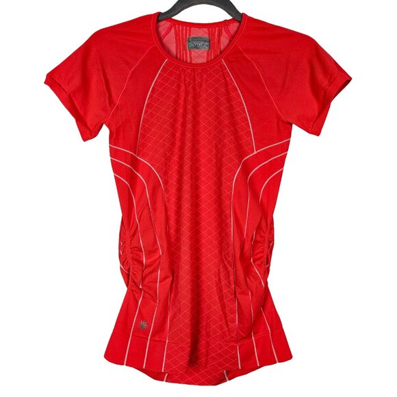 ATHLETA Finish Fast Line Tee Red It Neon S - Picture 3 of 7